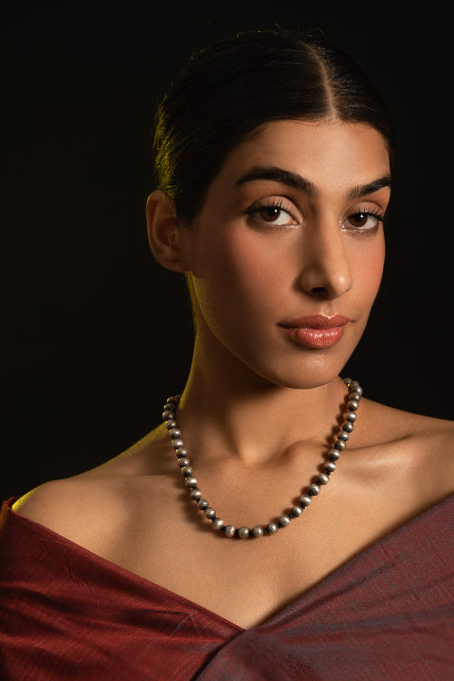 TICH Pure Silver Traditional Maharashtrian Neckpiece - Golmani Saar