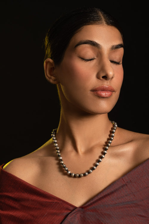 TICH Pure Silver Traditional Maharashtrian Neckpiece - Golmani Saar