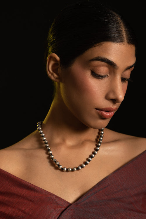 TICH Pure Silver Traditional Maharashtrian Neckpiece - Golmani Saar