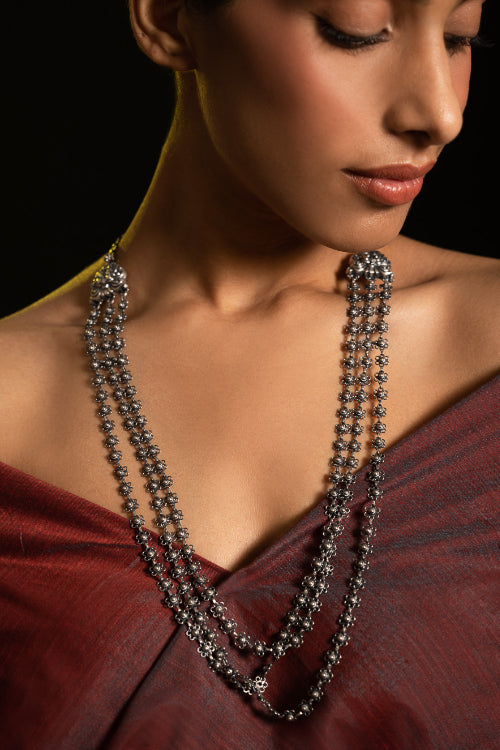 TICH Pure Silver Traditional Maharashtrian Neckpiece - Bakulihaar