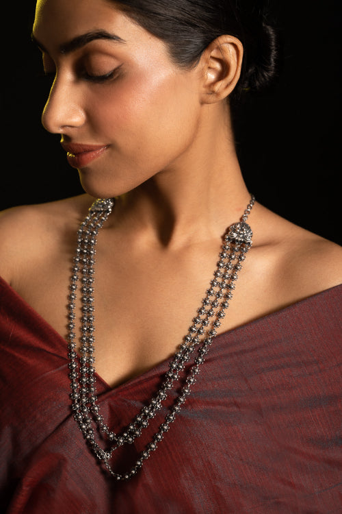 TICH Pure Silver Traditional Maharashtrian Neckpiece - Bakulihaar
