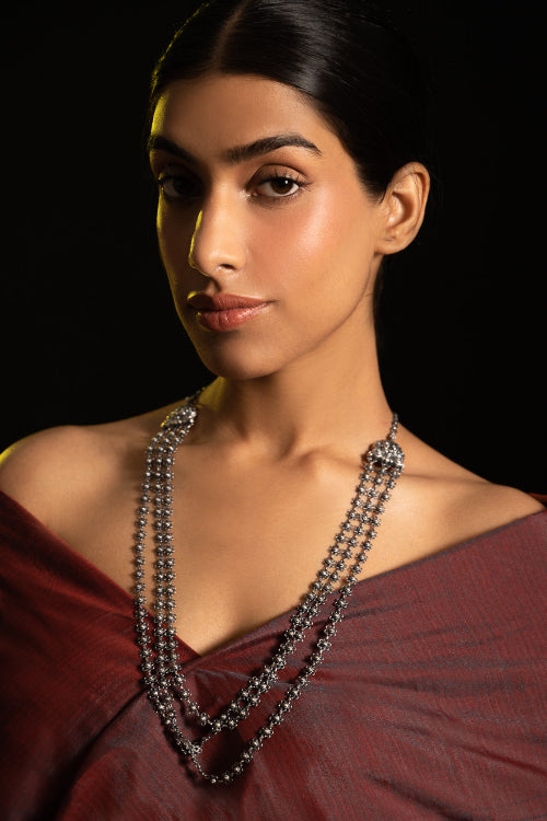 TICH Pure Silver Traditional Maharashtrian Neckpiece - Bakulihaar