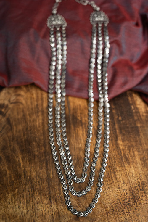 TICH Pure Silver Traditional Maharashtrian Neckpiece - Bakulihaar