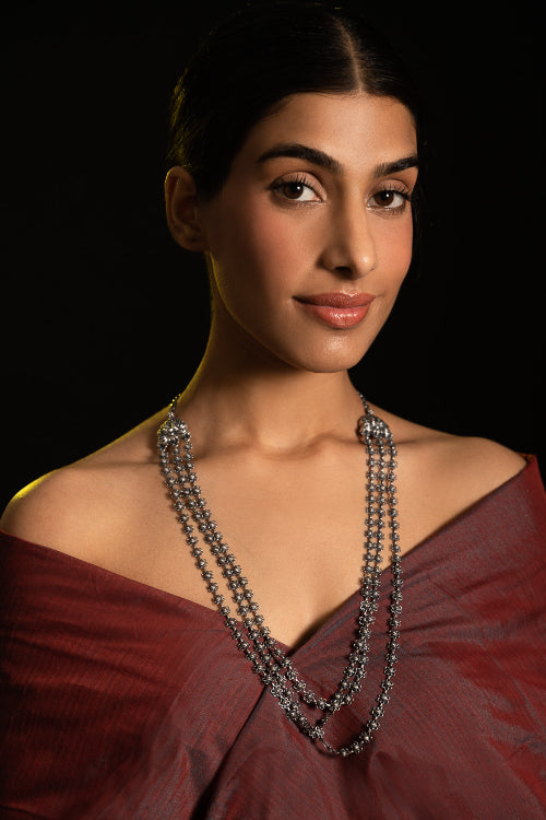TICH Pure Silver Traditional Maharashtrian Neckpiece - Bakulihaar