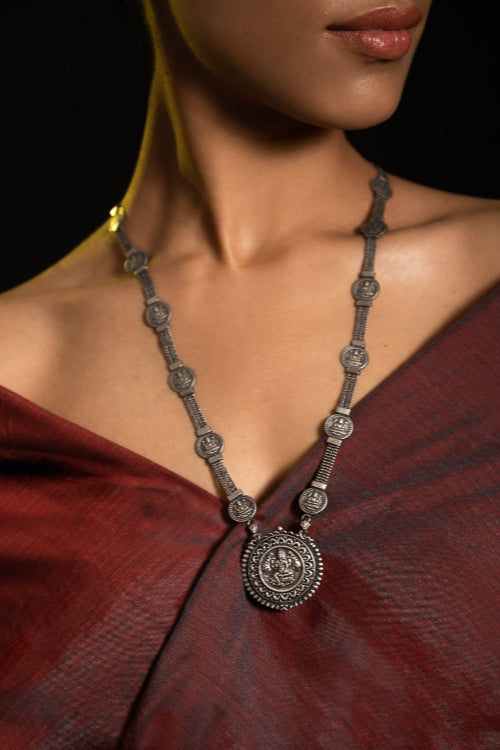 TICH Pure Silver Traditional Maharashtrian Neckpiece - Laxmihaar