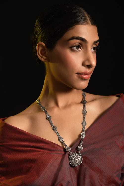 TICH Pure Silver Traditional Maharashtrian Neckpiece - Laxmihaar