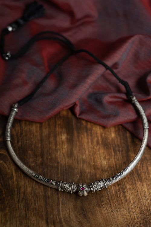 TICH Pure Silver Traditional Maharashtrian Neckpiece - Hasli