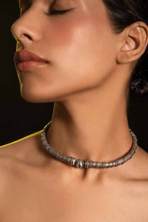 TICH Pure Silver Traditional Maharashtrian Neckpiece - The Hasli