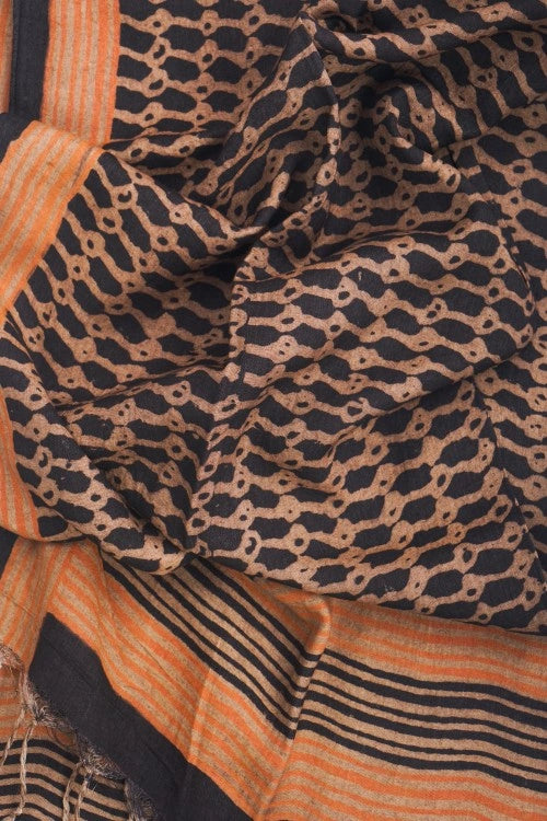 Creative Bee Hand Woven Natural Dye 'Earth-Pressed' Block-Printed  Tussar X Cotton Stole
