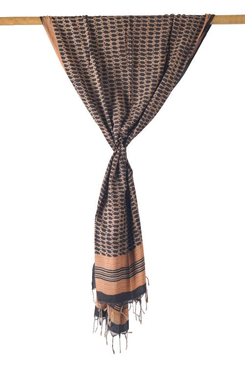 Creative Bee Hand Woven Natural Dye 'Earth-Pressed' Block-Printed  Tussar X Cotton Stole