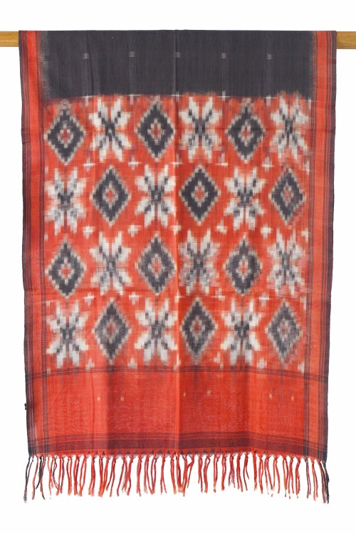 Creative Bee Hand Woven Natural Dye 'Hazy Geamatric' Ikat Cotton Stole