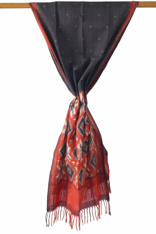 Creative Bee Hand Woven Natural Dye 'Hazy Geamatric' Ikat Cotton Stole