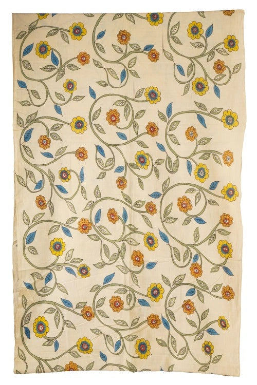 Creative Bee Hand Woven Natural Dye 'Kala-Pure' Hand-Painted Kalamkari Cotton Fabric-1Meters