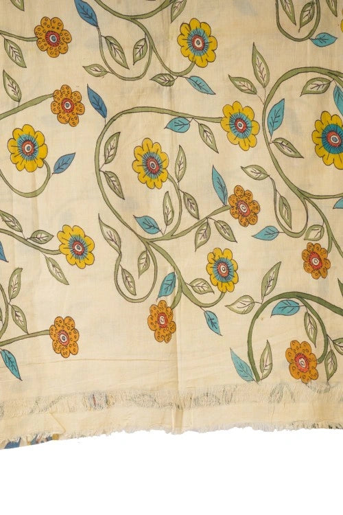 Creative Bee Hand Woven Natural Dye 'Kala-Pure' Hand-Painted Kalamkari Cotton Fabric-1Meters