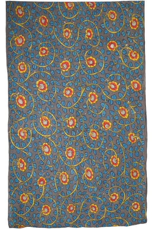 Creative Bee Hand Woven Natural Dye 'Earthhue' Hand-Painted Kalamkari Silk X Cotton Fabric -1Meters