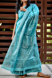 Madhubani Blue Tussar Silk Hand-Painted  Saree
