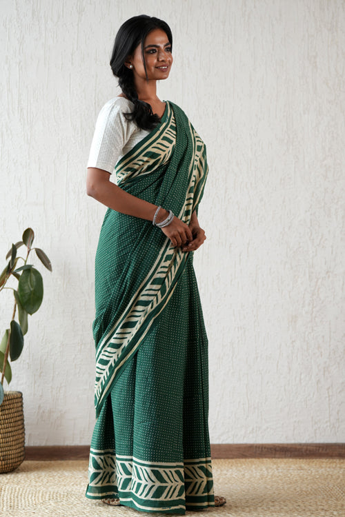Sooti Syahi ' Ancient Echo' Hand Block Mul Cotton Saree