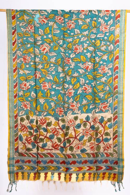 Creative Bee 'SIERRA' Natural Dye, Hand Painted Kalamkari Tussar Dupatta