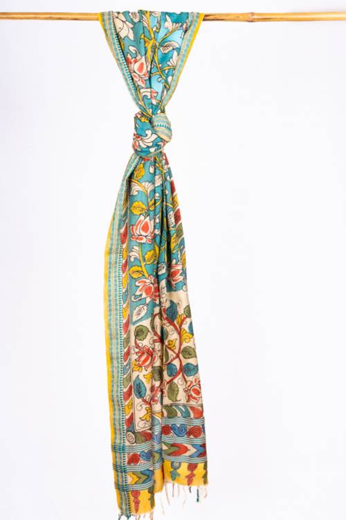 Creative Bee 'SIERRA' Natural Dye, Hand Painted Kalamkari Tussar Dupatta