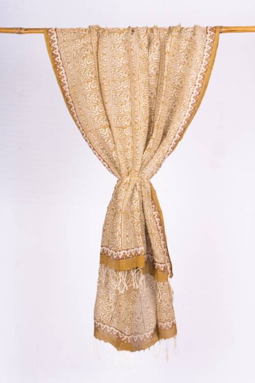 Creative Bee 'ALBA' Natural dye, Hand-Woven Block Printed Linen Stole