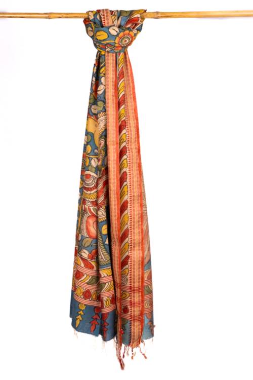 Creative Bee 'TERRA' Natural dye, Hand-Painted Kalamkari Tussar Dupatta