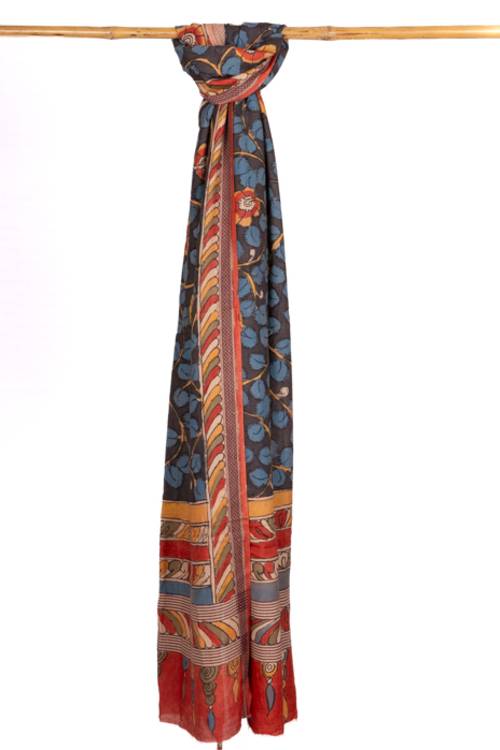 Creative Bee 'EMBER' Natural Dye Hand-Painted Kalamkari Tussar Dupatta