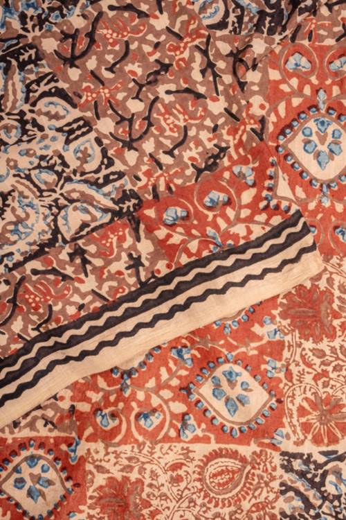 Creative Bee 'FAYE' Natural Dye, Hand Block Printed Multi-Patch Cotton x Silk Fabric