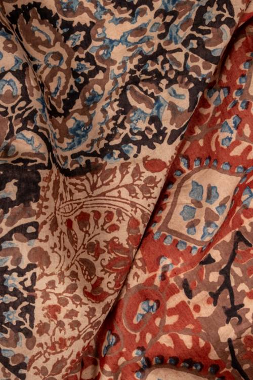 Creative Bee 'FAYE' Natural Dye, Hand Block Printed Multi-Patch Cotton x Silk Fabric