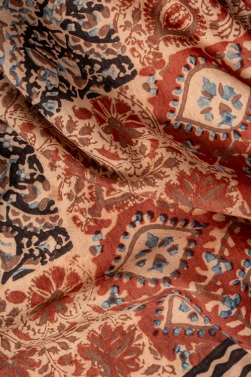 Creative Bee 'FAYE' Natural Dye, Hand Block Printed Multi-Patch Cotton x Silk Fabric