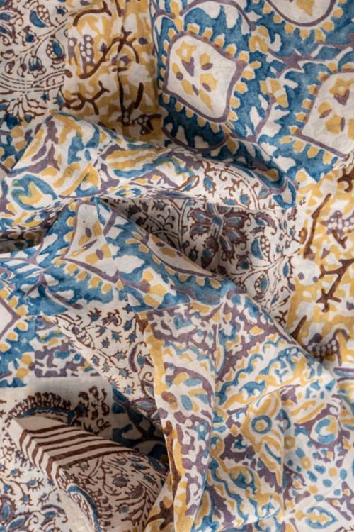 Creative Bee 'EIRA' Natural Dye, Hand Block Printed Multi-Patch Cotton Fabric