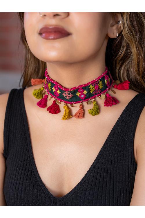 Craftroots Multi-colour Tassels Rabari Choker