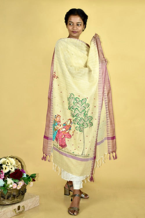 Diorama Designs Pattachitra Handpainted Nratya Utsav Dupatta