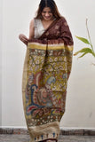 Bandhani Kalamkari "Timeless Elegance" Hand-Painted Tussar Munga Silk Saree