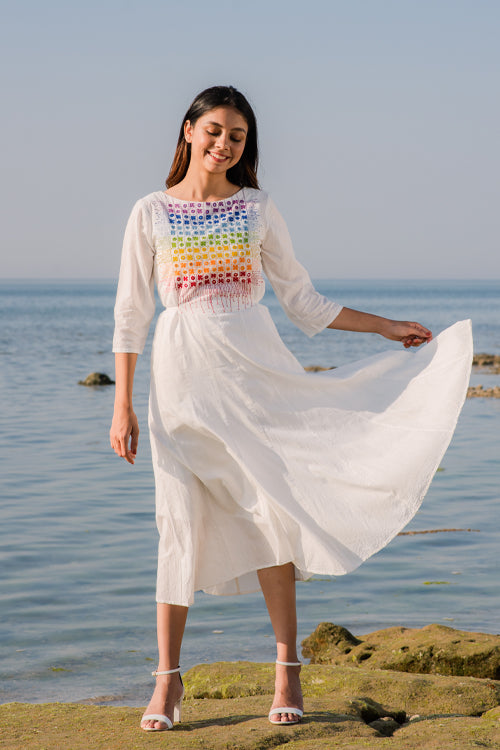 Okhai 'Whimsical' Embroidered Cotton Dress | Rescue