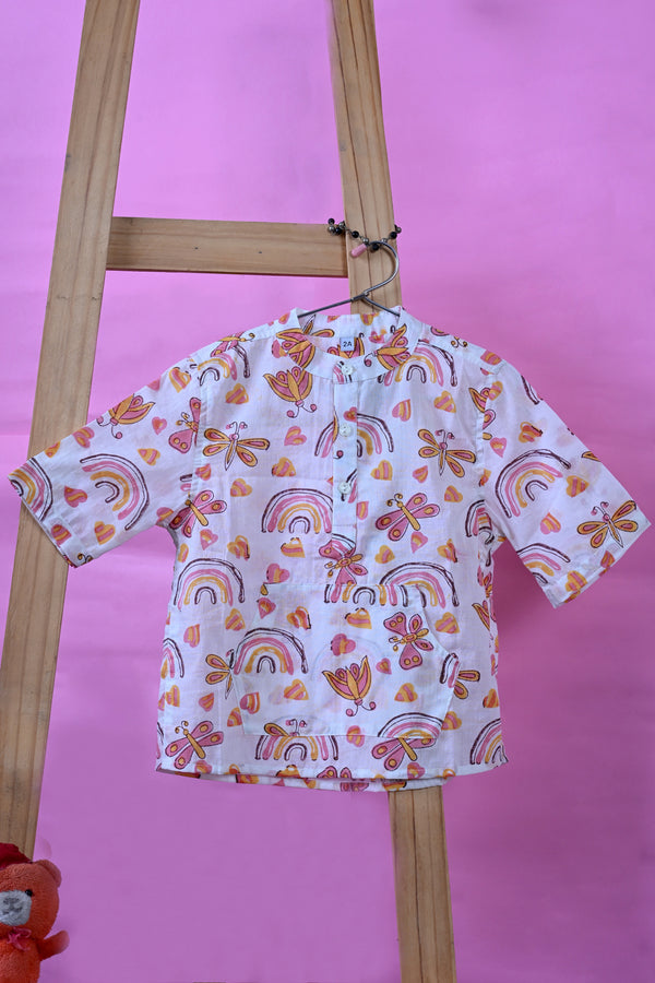 Poddar Exports Rainbow Kids Cotton Hoodie Kurta Shirt