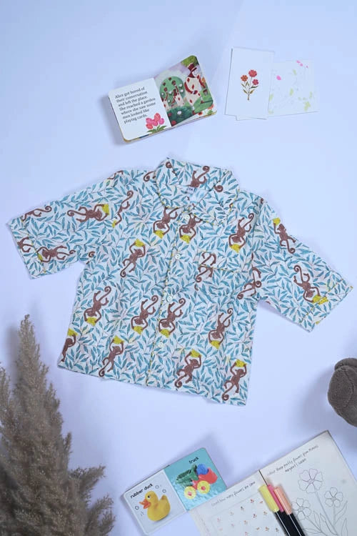 Poddar Exports Monkey Kids Cotton Night Suit Set