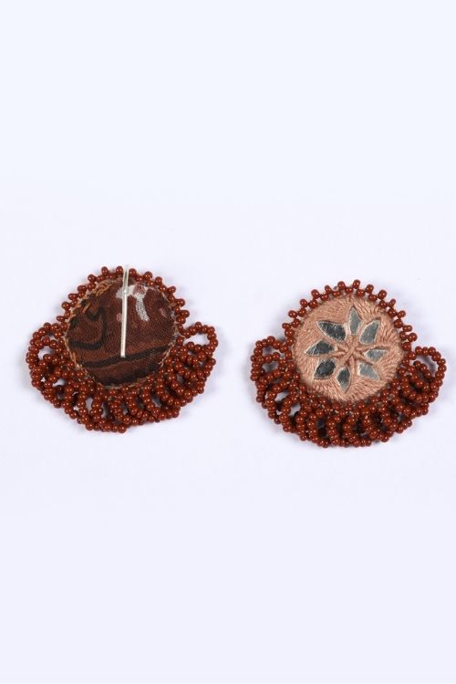 Antarang-  Bhoomi (Brown)  Bead Jumki Earing,  100% Cotton.  Hand Made By Divyang Rural Women.