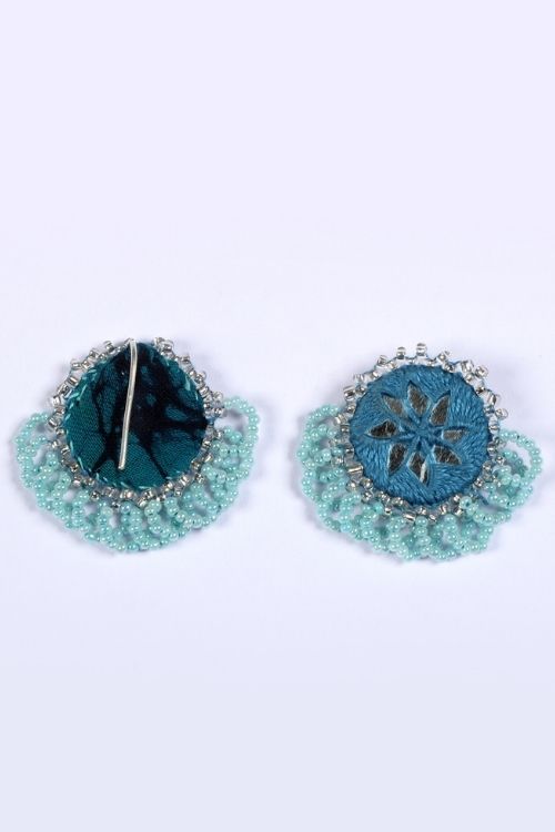 Antarang-  Aasmani (Blue) Bead Jumki Earing,  100% Cotton. Hand Made By Divyang Rural Women.