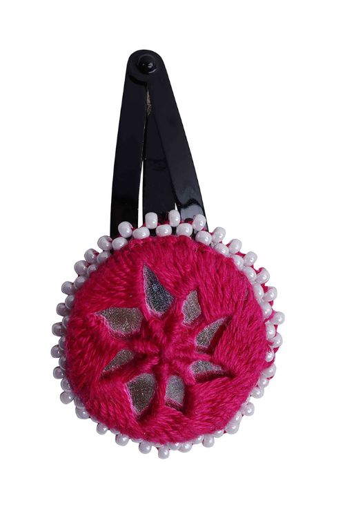 Antarang Handcrafted Black Tic Tac Pins By Divyang & Rural Women- Dark Pink