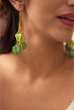 Samoolam Swing Earrings ~ Green Bougainvillea