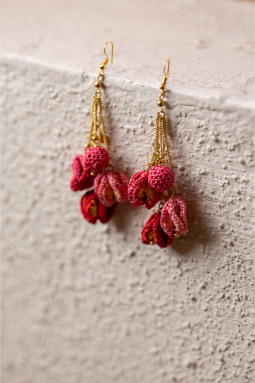 Samoolam Swing Earrings - Fushia Bougainvillea