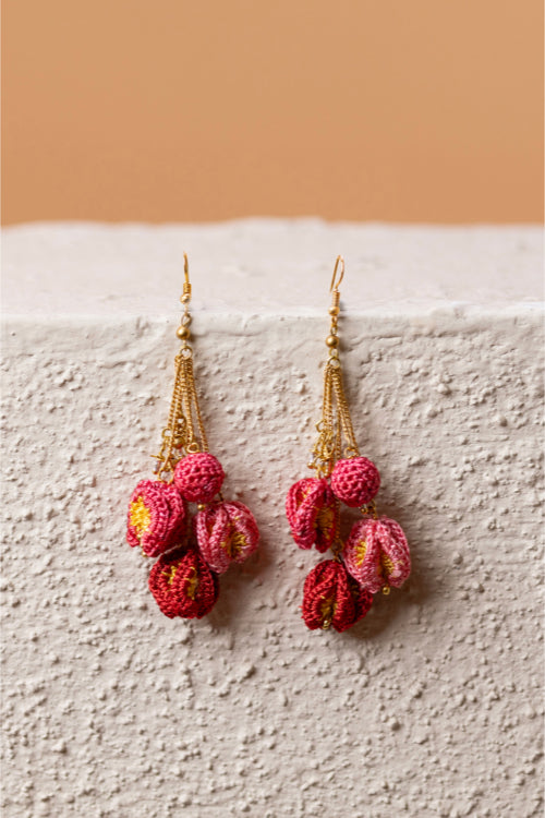 Samoolam Swing Earrings - Fushia Bougainvillea