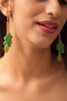 Samoolam Swing Earrings ~ Green Poppies