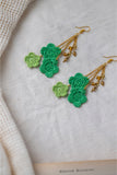 Samoolam Swing Earrings ~ Green Poppies