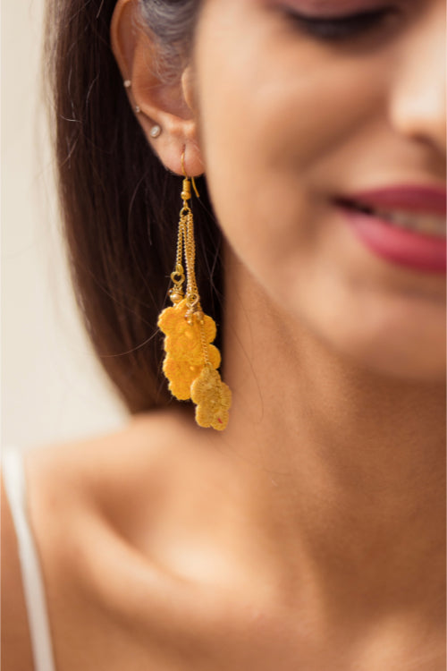 Samoolam Swing Earrings - Yellow Poppies