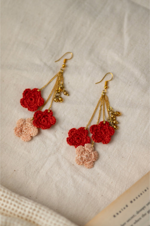 Samoolam Swing Earrings - Rust Poppies