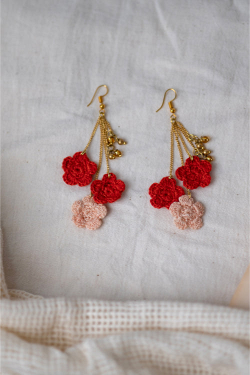 Samoolam Swing Earrings - Rust Poppies