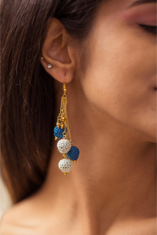 Samoolam Swing Earrings - Blue Blobs