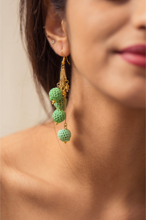 Samoolam Swing Earrings - Green Blobs