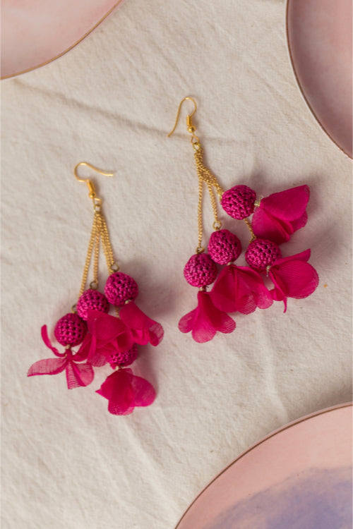 Samoolam Swing Earrings - Pink Floral